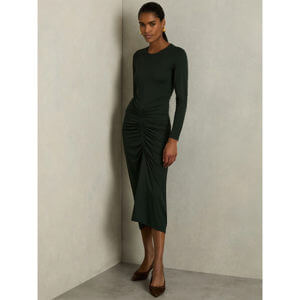 REISS GINNY Ruched Jersey Midi Dress